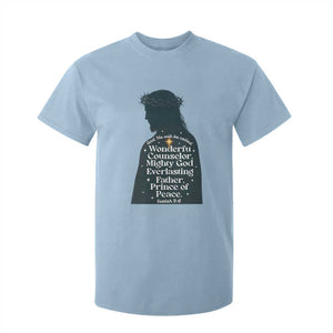 Christian Jesus T Shirt For Kid Cross Bible Verse Inspirational Isalah 9:6 TS14 Light Blue Print Your Wear