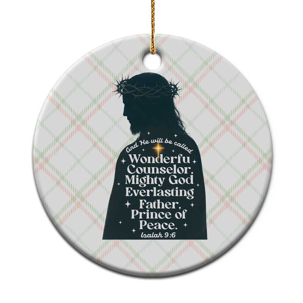 Christian Jesus Ceramic Ornament Cross Bible Verse Inspirational Isalah 9:6 TS14 1pc Christmas Plaid Print Your Wear
