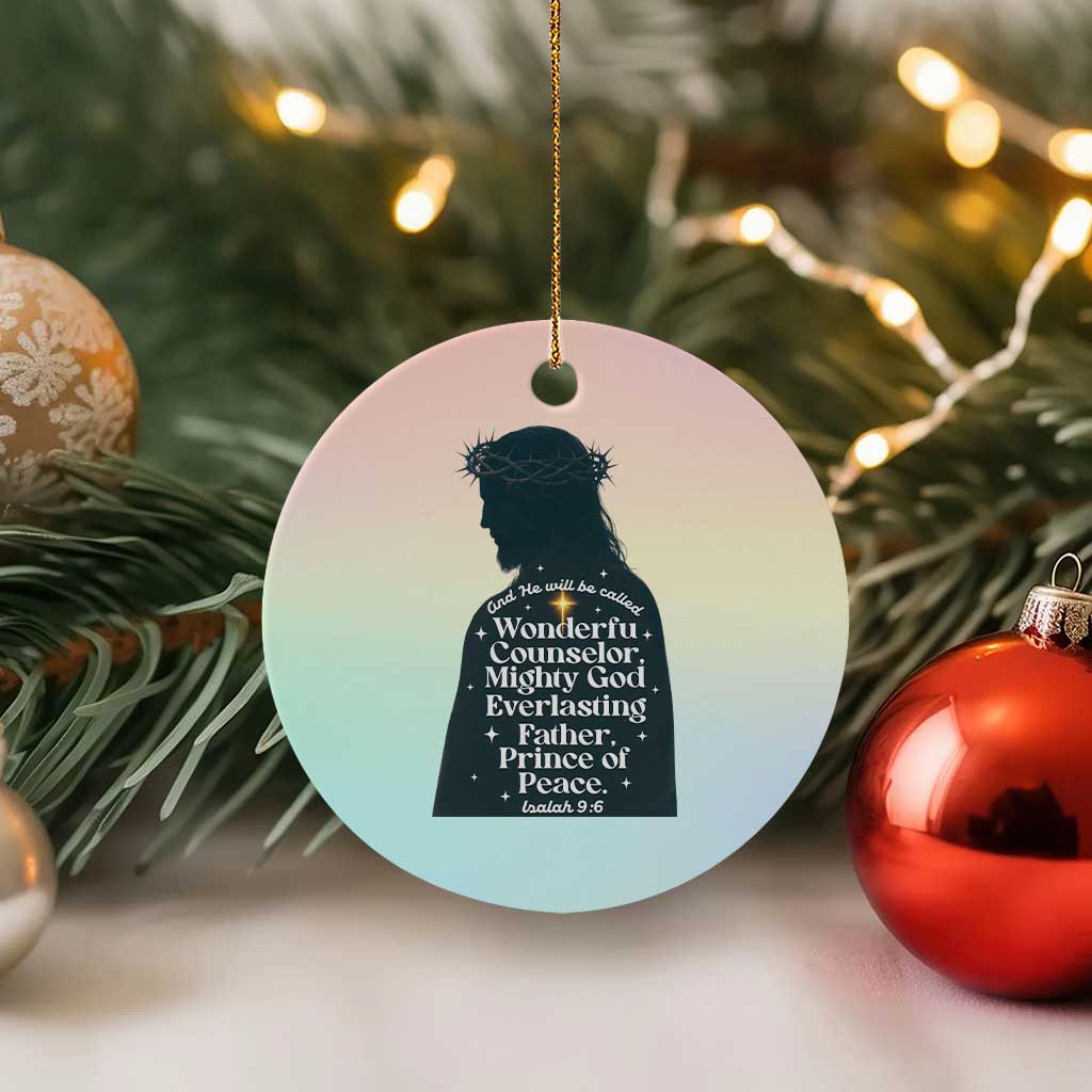 Christian Jesus Ceramic Ornament Cross Bible Verse Inspirational Isalah 9:6 TS14 1pc Pastel Print Your Wear