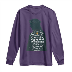 Christian Jesus Long Sleeve Shirt Cross Bible Verse Inspirational Isalah 9:6 TS14 Purple Print Your Wear