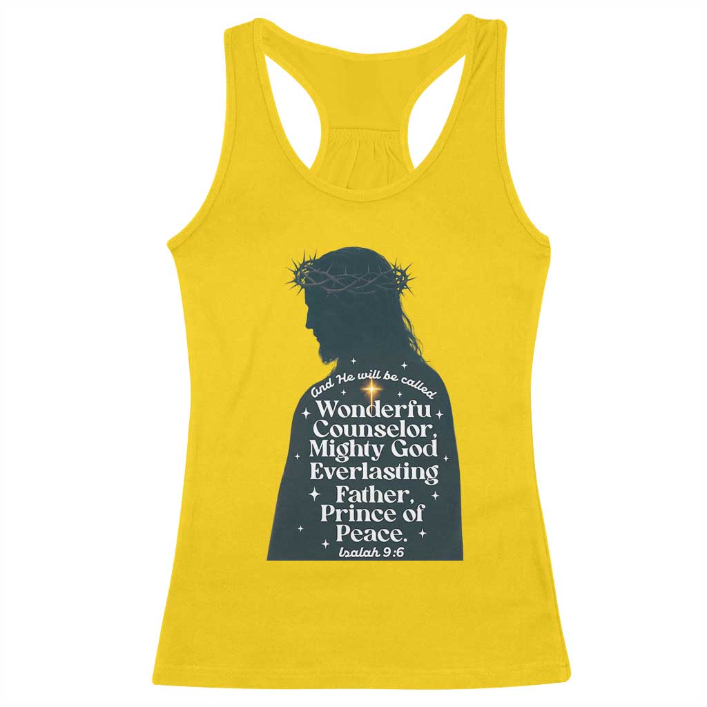 Christian Jesus Racerback Tank Top Cross Bible Verse Inspirational Isalah 9:6 TS14 Daisy Print Your Wear