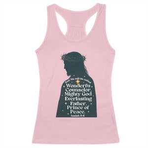 Christian Jesus Racerback Tank Top Cross Bible Verse Inspirational Isalah 9:6 TS14 Light Pink Print Your Wear
