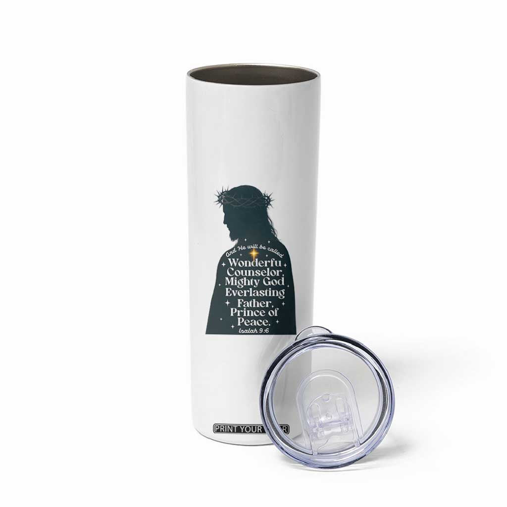Christian Jesus Skinny Tumbler Cross Bible Verse Inspirational Isalah 9:6 TS14 Print Your Wear