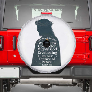Christian Jesus Spare Tire Cover Cross Bible Verse Inspirational Isalah 9:6 TS14 White Print Your Wear