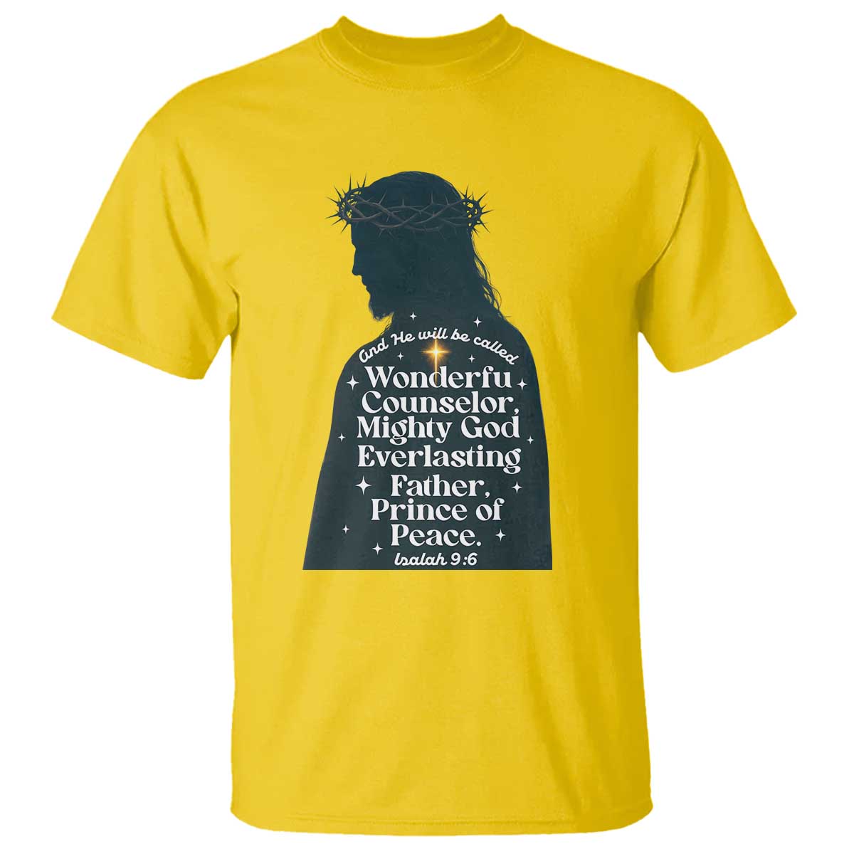 Christian Jesus T Shirt Cross Bible Verse Inspirational Isalah 9:6 TS14 Daisy Print Your Wear