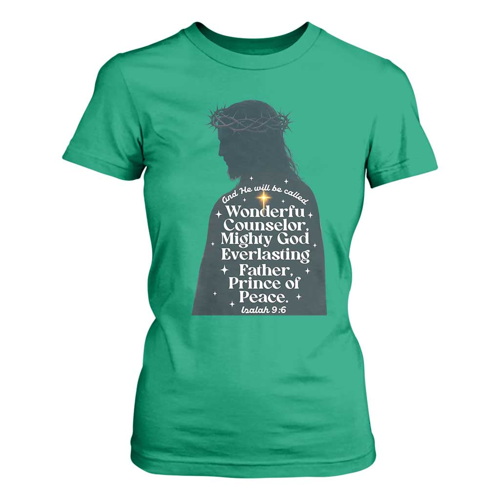 Christian Jesus T Shirt For Women Cross Bible Verse Inspirational Isalah 9:6 TS14 Irish Green Print Your Wear