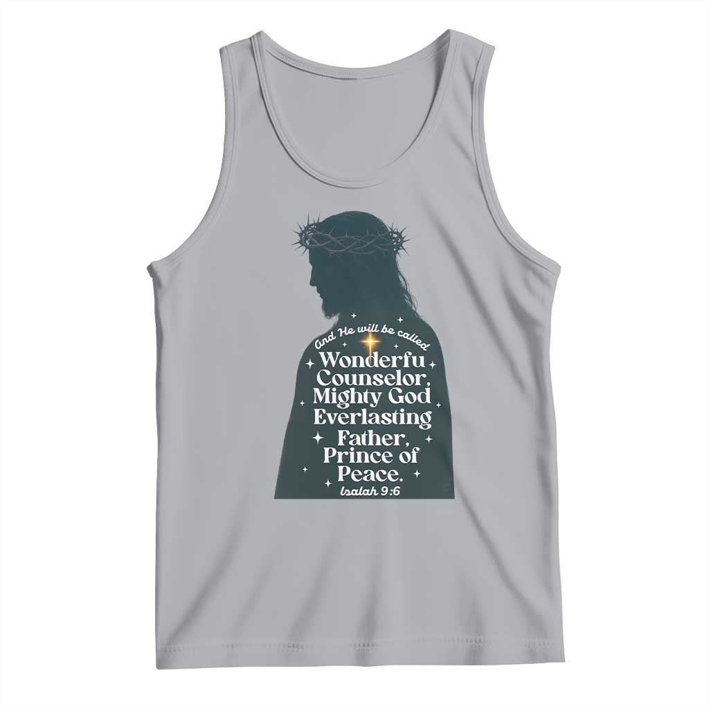 Christian Jesus Tank Top Cross Bible Verse Inspirational Isalah 9:6 TS14 Athletic Heather Print Your Wear