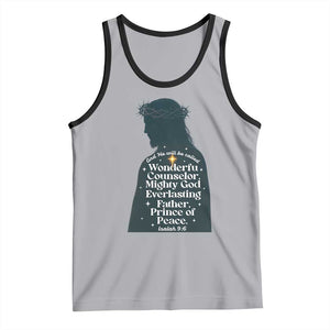 Christian Jesus Tank Top Cross Bible Verse Inspirational Isalah 9:6 TS14 Athletic Heather Black Print Your Wear