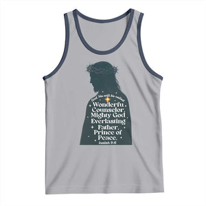 Christian Jesus Tank Top Cross Bible Verse Inspirational Isalah 9:6 TS14 Athletic Heather Navy Print Your Wear