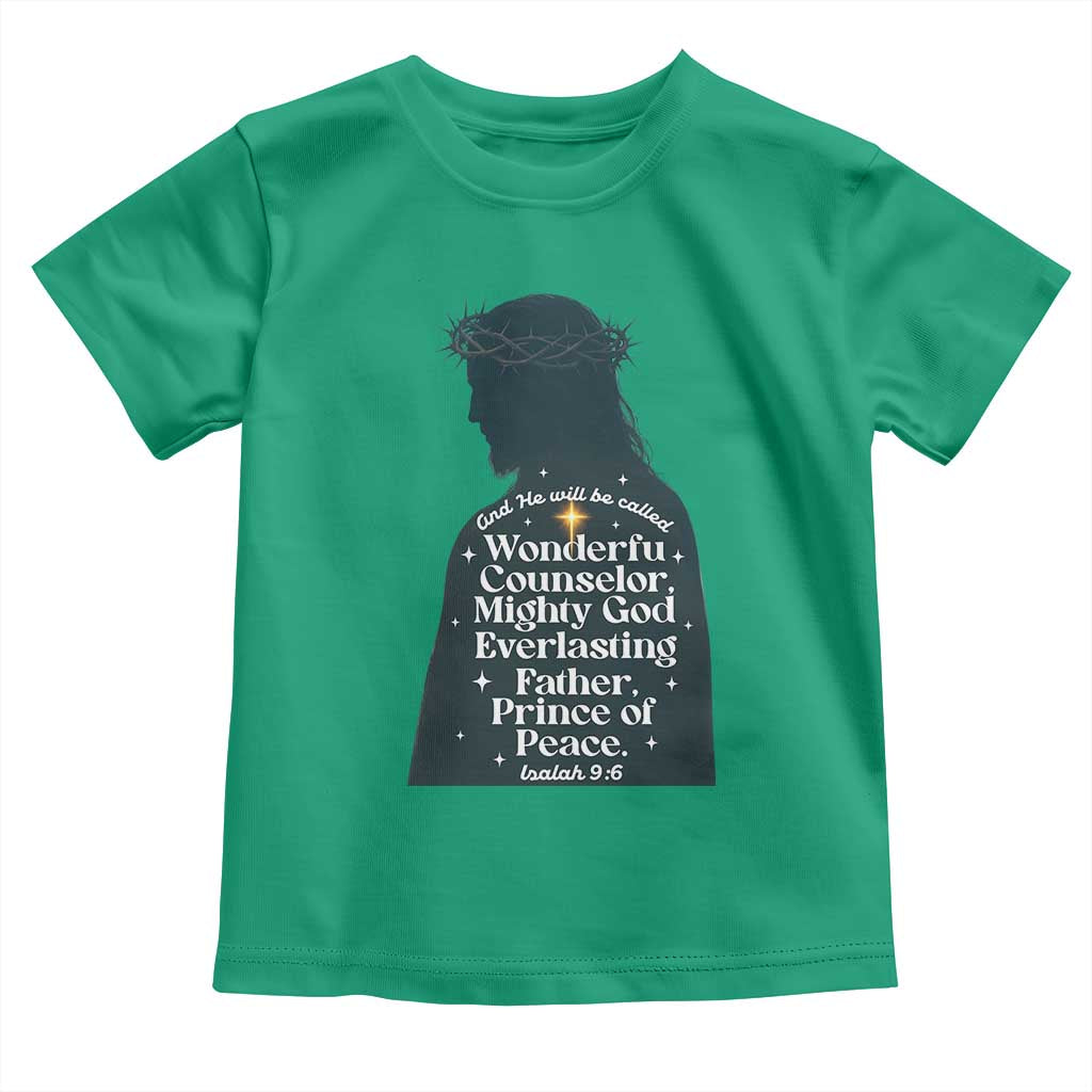 Christian Jesus Toddler T Shirt Cross Bible Verse Inspirational Isalah 9:6 TS14 Irish Green Print Your Wear