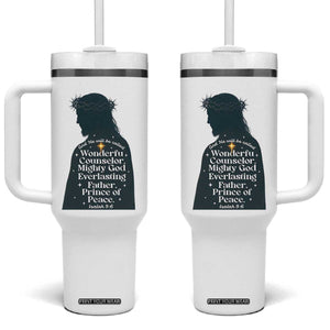 Christian Jesus Tumbler With Handle Cross Bible Verse Inspirational Isalah 9:6 TS14 One Size: 40 oz White Print Your Wear