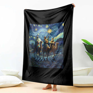 Three Kings Throw Blanket Nativity Scene Starry Night Christian Christmas TS14 Print Your Wear