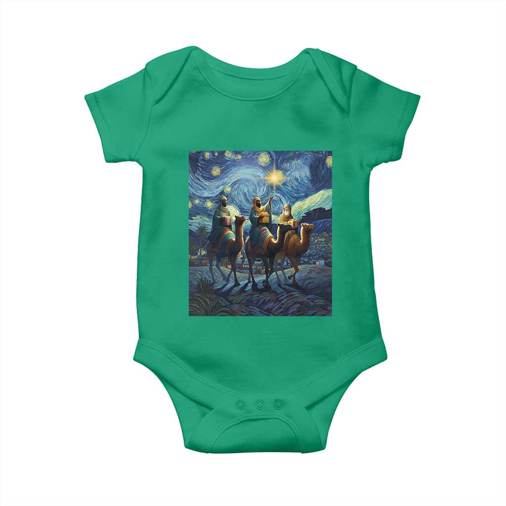 Three Kings Baby Onesie Nativity Scene Starry Night Christian Christmas TS14 Irish Green Print Your Wear