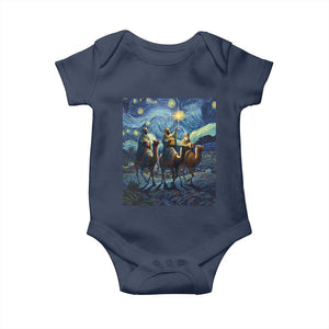 Three Kings Baby Onesie Nativity Scene Starry Night Christian Christmas TS14 Navy Print Your Wear