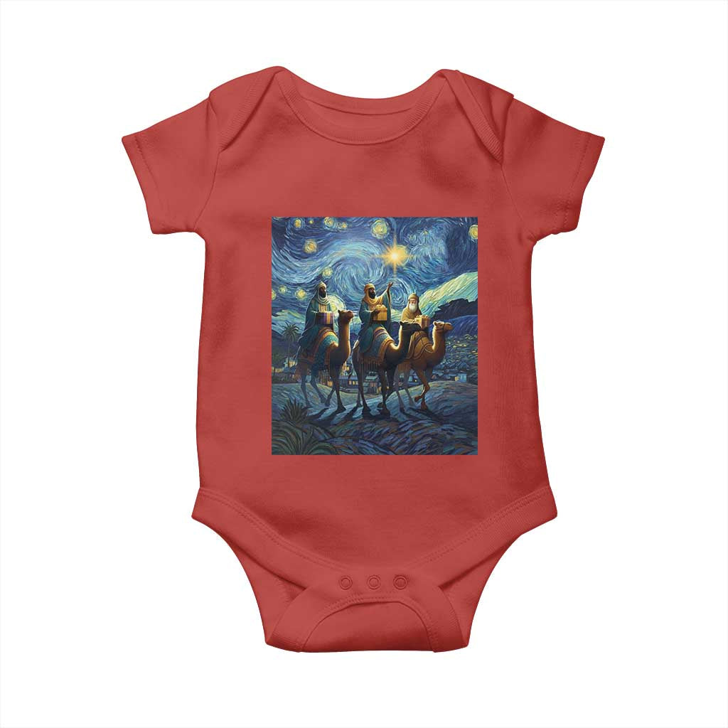 Three Kings Baby Onesie Nativity Scene Starry Night Christian Christmas TS14 Red Print Your Wear