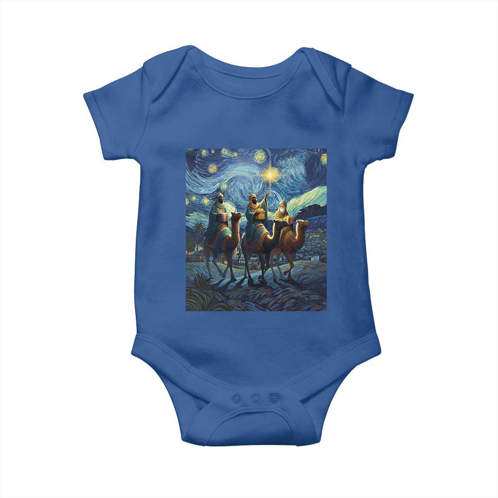 Three Kings Baby Onesie Nativity Scene Starry Night Christian Christmas TS14 Royal Blue Print Your Wear
