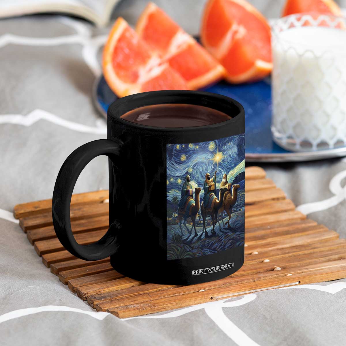 Three Kings Coffee Mug Nativity Scene Starry Night Christian Christmas TS14 Print Your Wear