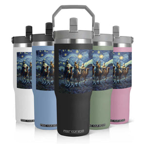 Three Kings Flip Straw Tumbler Nativity Scene Starry Night Christian Christmas TS14 Print Your Wear