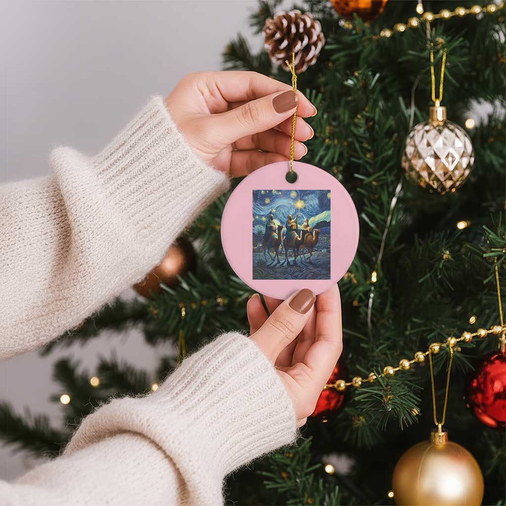 Three Kings Ceramic Ornament Nativity Scene Starry Night Christian Xmas TS14 1pc Light Pink Print Your Wear