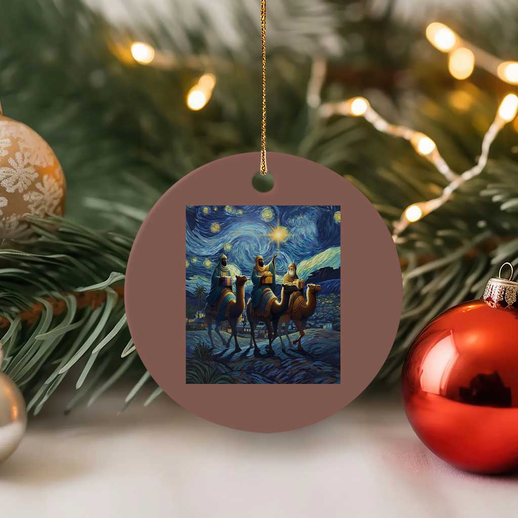 Three Kings Ceramic Ornament Nativity Scene Starry Night Christian Xmas TS14 1pc Mocha Print Your Wear