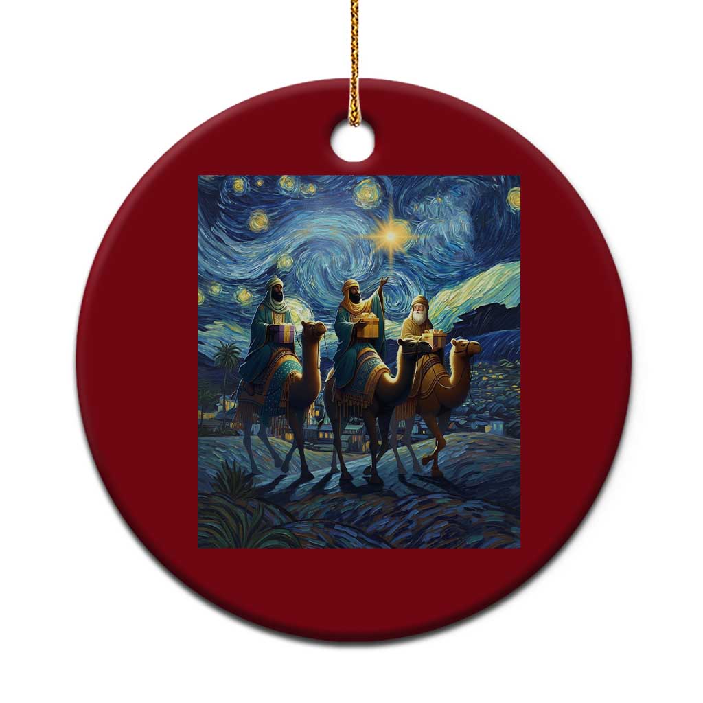 Three Kings Ceramic Ornament Nativity Scene Starry Night Christian Xmas TS14 1pc Red Print Your Wear