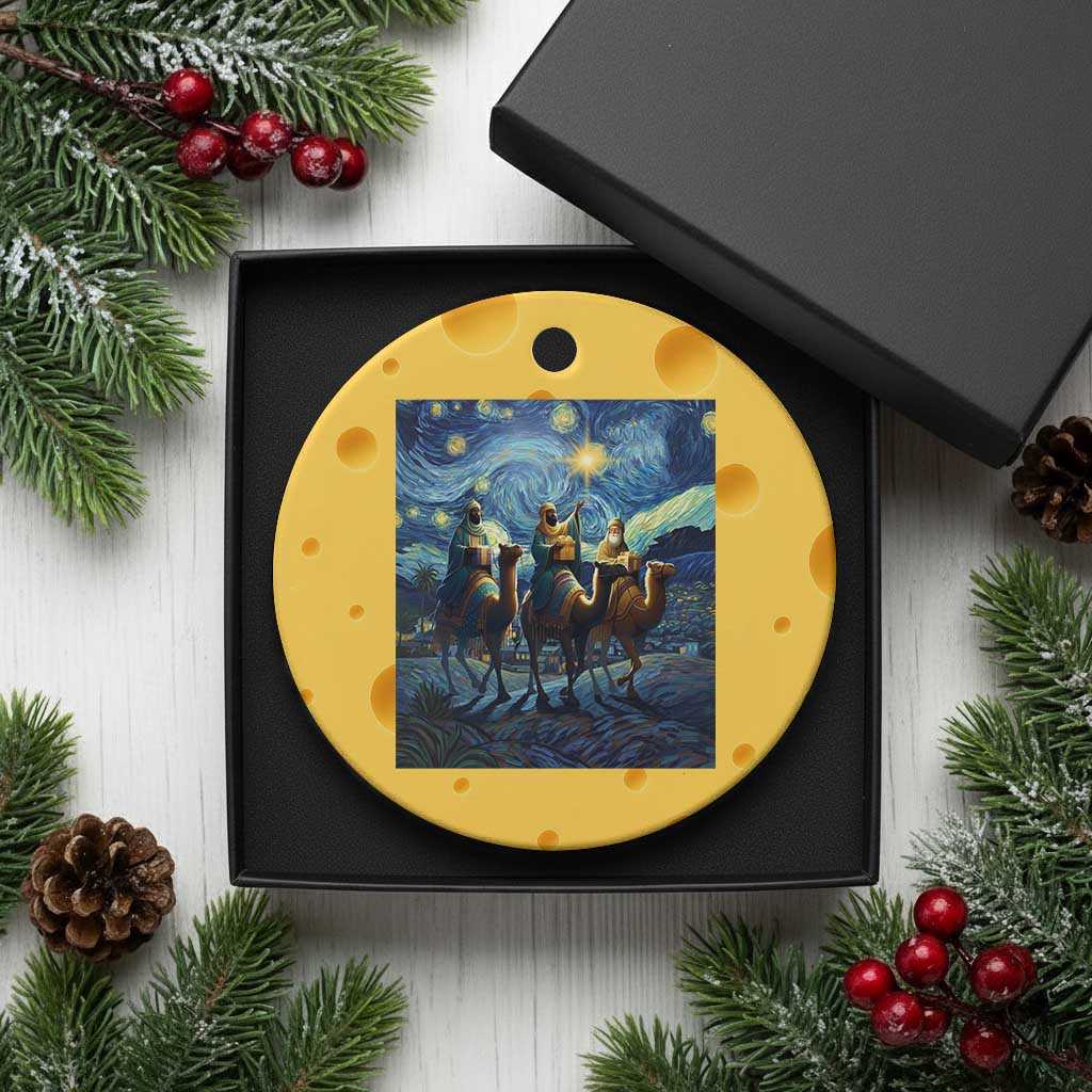 Three Kings Ceramic Ornament Nativity Scene Starry Night Christian Xmas TS14 1pc Yellow Cheese Print Your Wear