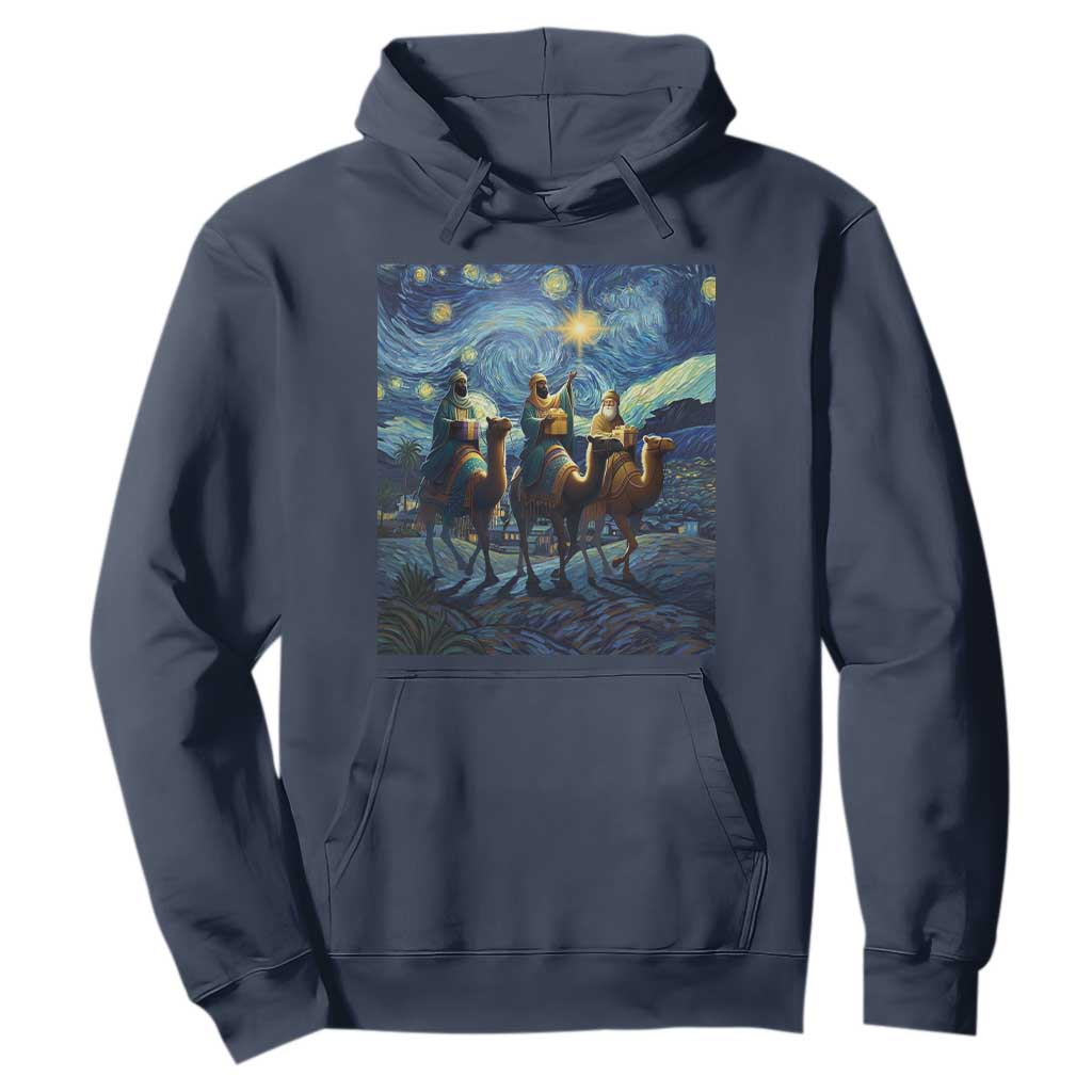 Three Kings Hoodie Nativity Scene Starry Night Christian Christmas TS14 Navy Print Your Wear