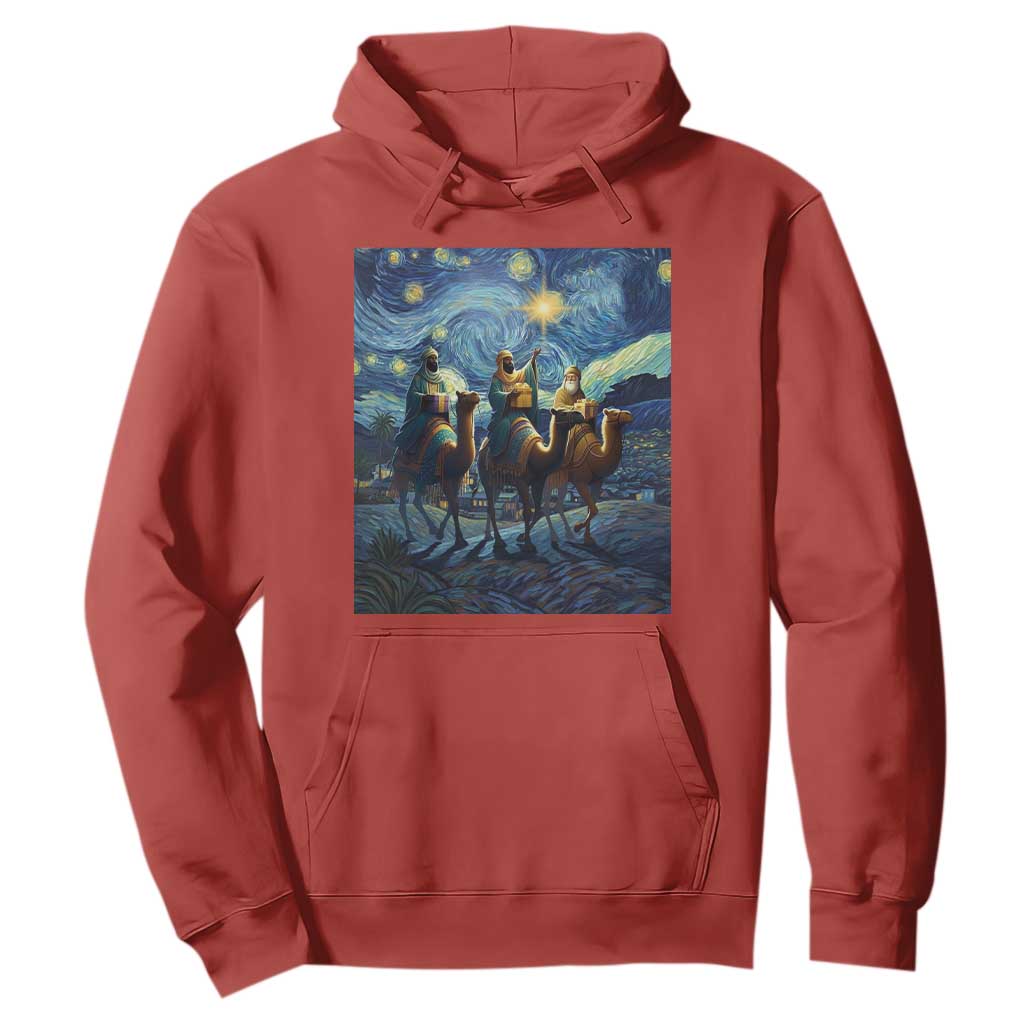 Three Kings Hoodie Nativity Scene Starry Night Christian Christmas TS14 Red Print Your Wear
