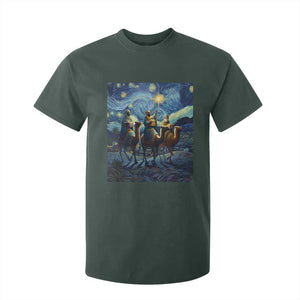 Three Kings T Shirt For Kid Nativity Scene Starry Night Christian Christmas TS14 Dark Forest Green Print Your Wear