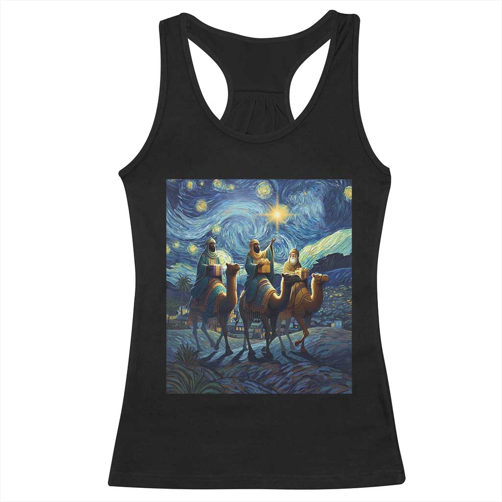 Three Kings Racerback Tank Top Nativity Scene Starry Night Christian Christmas TS14 Black Print Your Wear