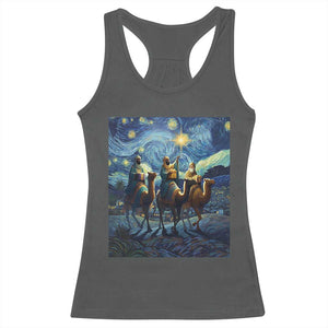 Three Kings Racerback Tank Top Nativity Scene Starry Night Christian Christmas TS14 Dark Heather Print Your Wear