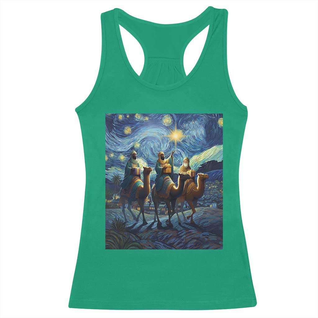 Three Kings Racerback Tank Top Nativity Scene Starry Night Christian Christmas TS14 Irish Green Print Your Wear