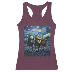 Three Kings Racerback Tank Top Nativity Scene Starry Night Christian Christmas TS14 Maroon Print Your Wear
