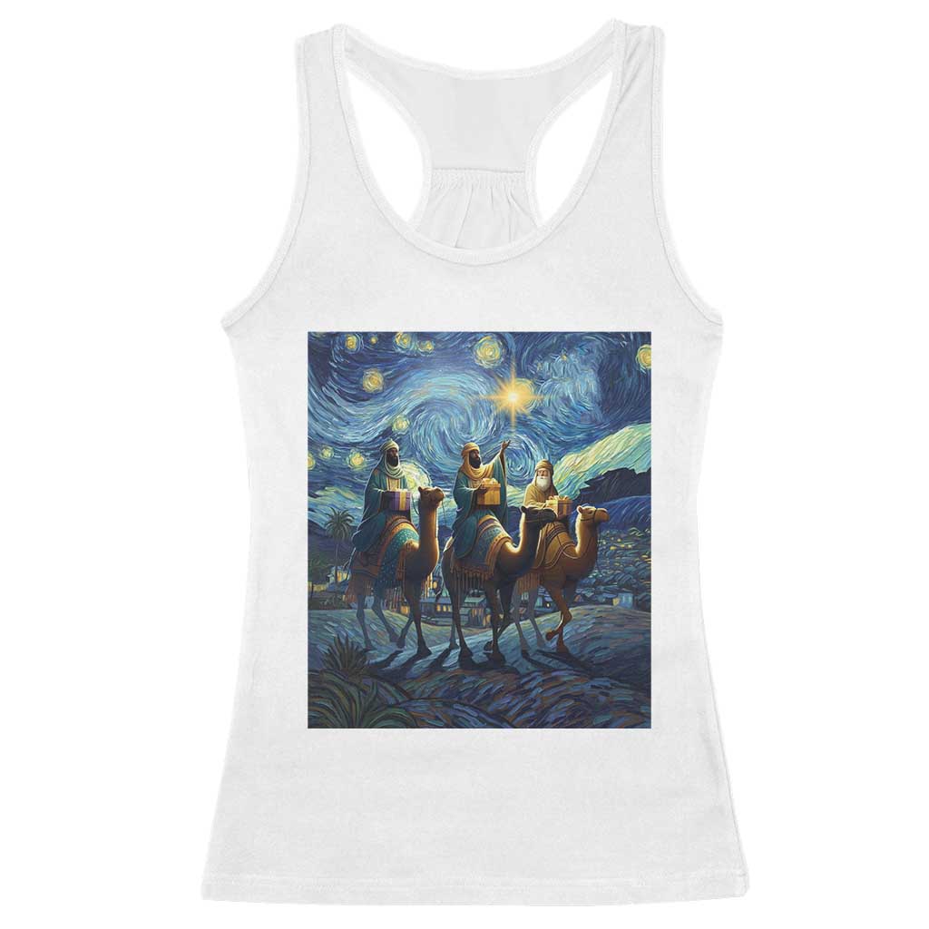 Three Kings Racerback Tank Top Nativity Scene Starry Night Christian Christmas TS14 White Print Your Wear