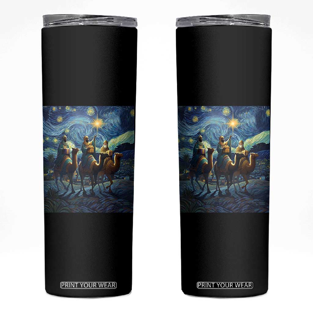 Three Kings Skinny Tumbler Nativity Scene Starry Night Christian Christmas TS14 Black Print Your Wear