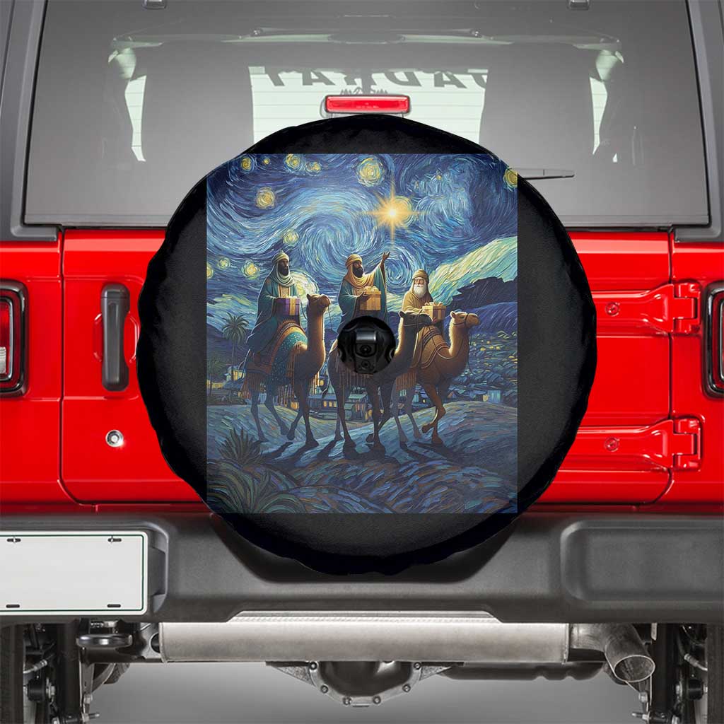 Three Kings Spare Tire Cover Nativity Scene Starry Night Christian Christmas TS14 Black Print Your Wear