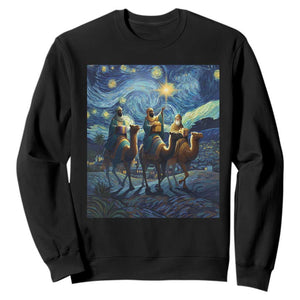Three Kings Sweatshirt Nativity Scene Starry Night Christian Christmas TS14 Black Print Your Wear