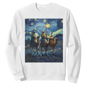 Three Kings Sweatshirt Nativity Scene Starry Night Christian Christmas TS14 White Print Your Wear