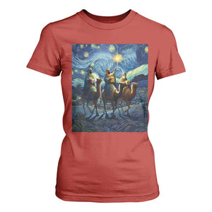 Three Kings T Shirt For Women Nativity Scene Starry Night Christian Christmas TS14 Red Print Your Wear