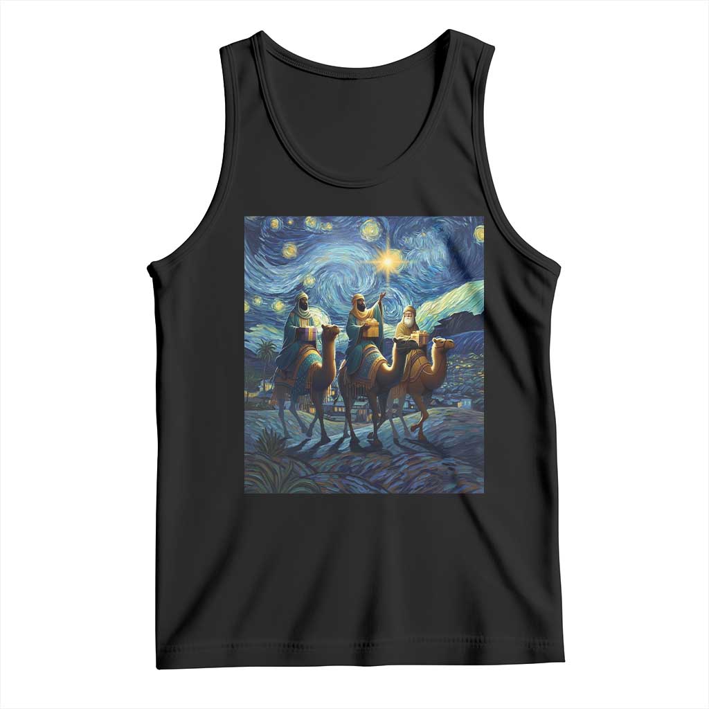 Three Kings Tank Top Nativity Scene Starry Night Christian Christmas TS14 Black Print Your Wear