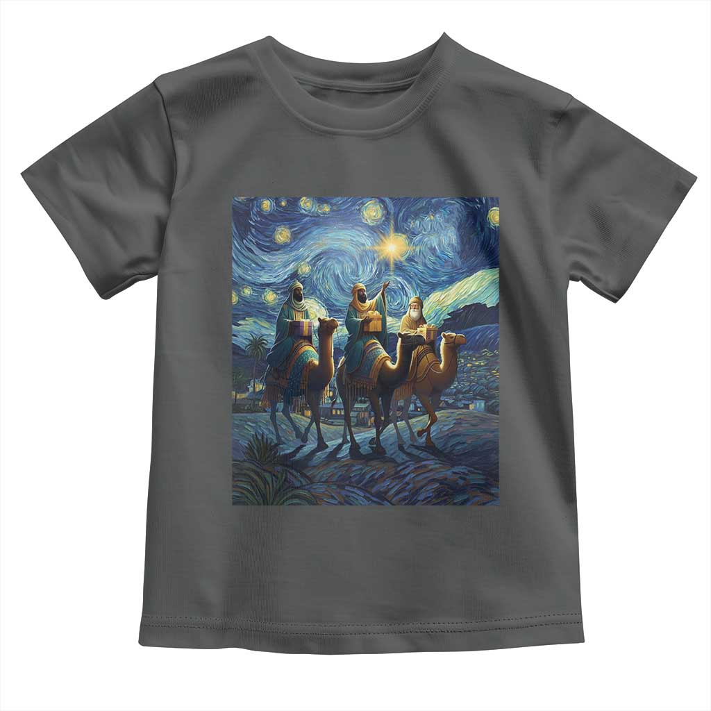 Three Kings Toddler T Shirt Nativity Scene Starry Night Christian Christmas TS14 Dark Heather Print Your Wear