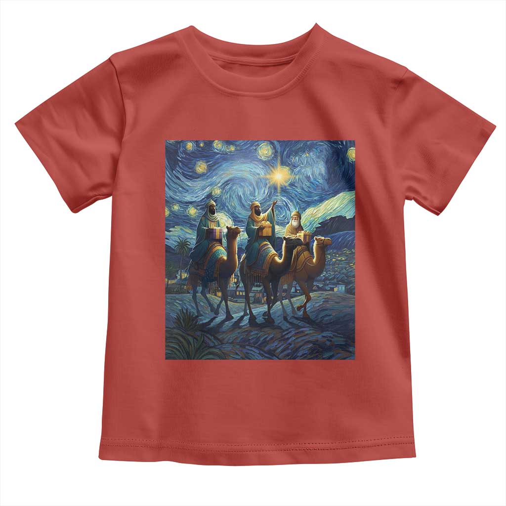 Three Kings Toddler T Shirt Nativity Scene Starry Night Christian Christmas TS14 Red Print Your Wear
