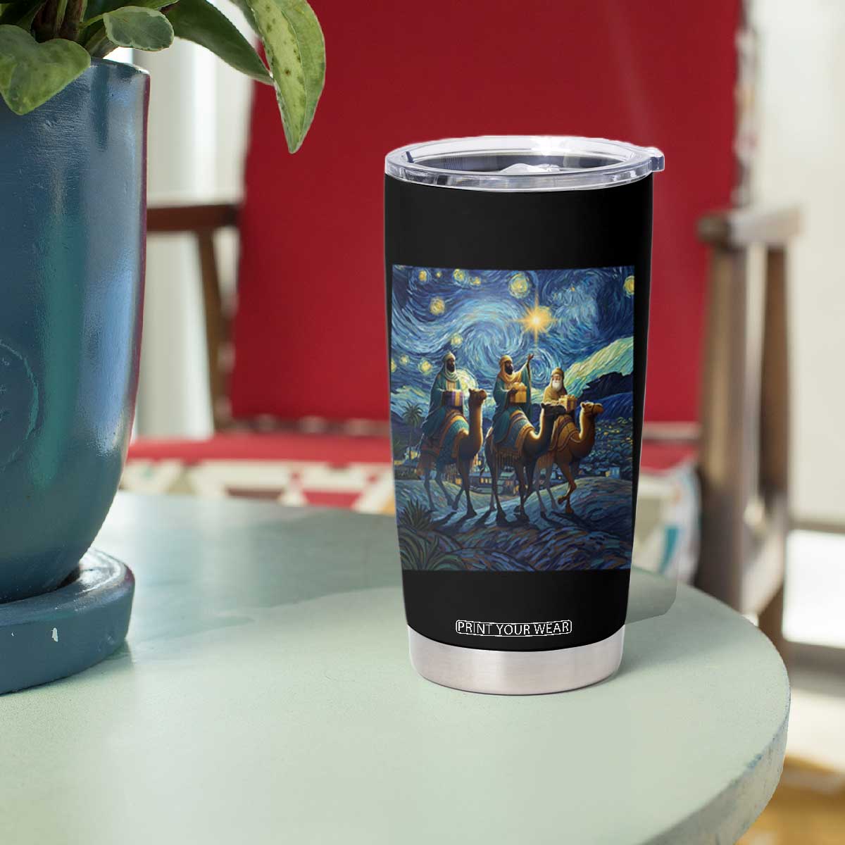 Three Kings Tumbler Cup Nativity Scene Starry Night Christian Christmas TS14 Print Your Wear