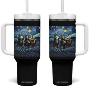 Three Kings Tumbler With Handle Nativity Scene Starry Night Christian Christmas TS14 One Size: 40 oz Black Print Your Wear