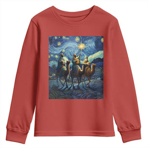 Three Kings Youth Sweatshirt Nativity Scene Starry Night Christian Christmas TS14 Red Print Your Wear