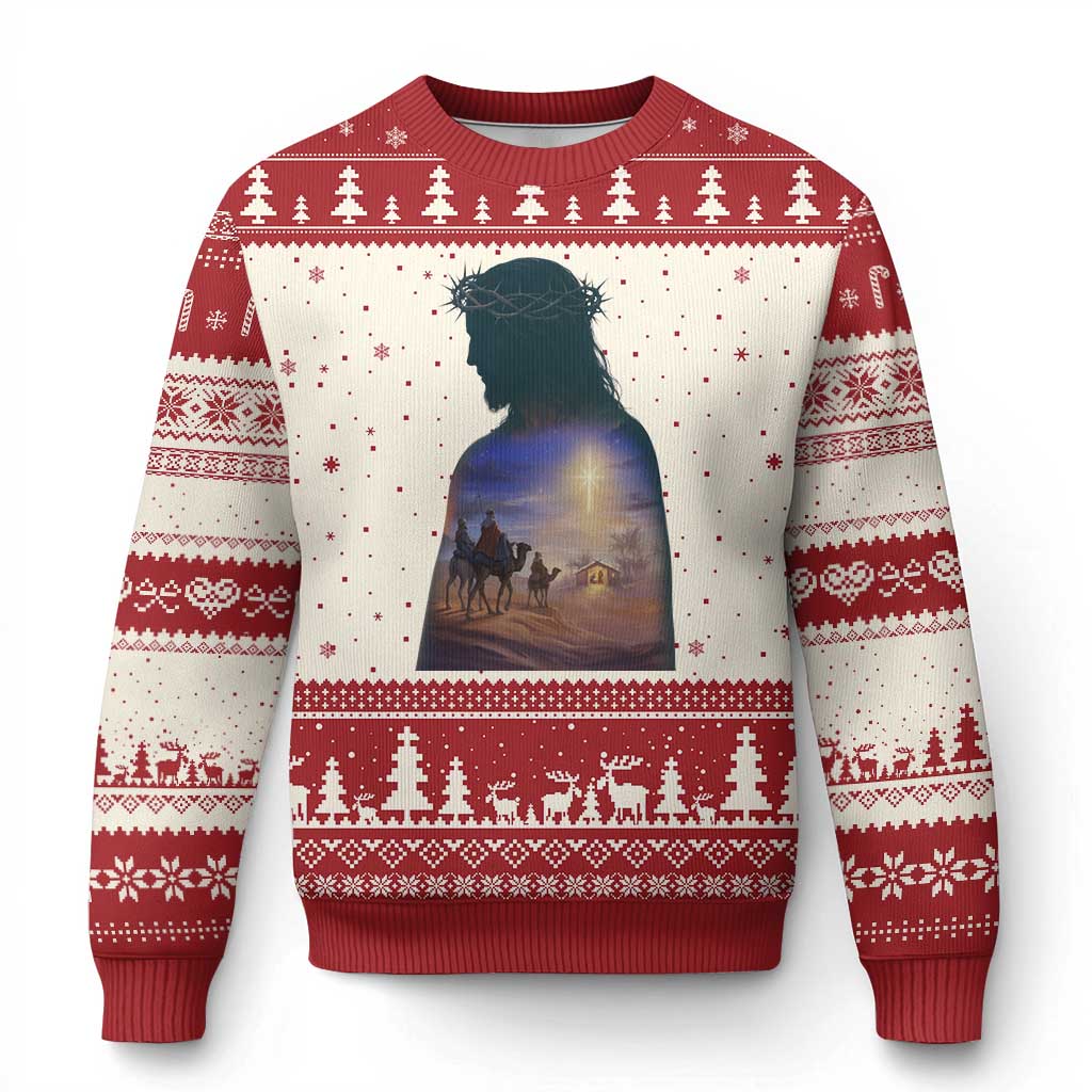 Three Wise Men Nativity Scene Ugly Christmas Sweater Christian Jesus Faith TS14 Beige Red Print Your Wear