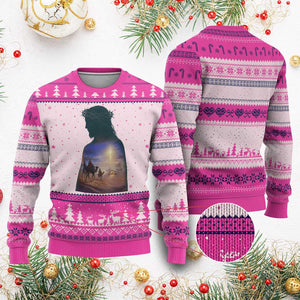 Three Wise Men Nativity Scene Ugly Christmas Sweater Christian Jesus Faith TS14 Hot Pink Print Your Wear