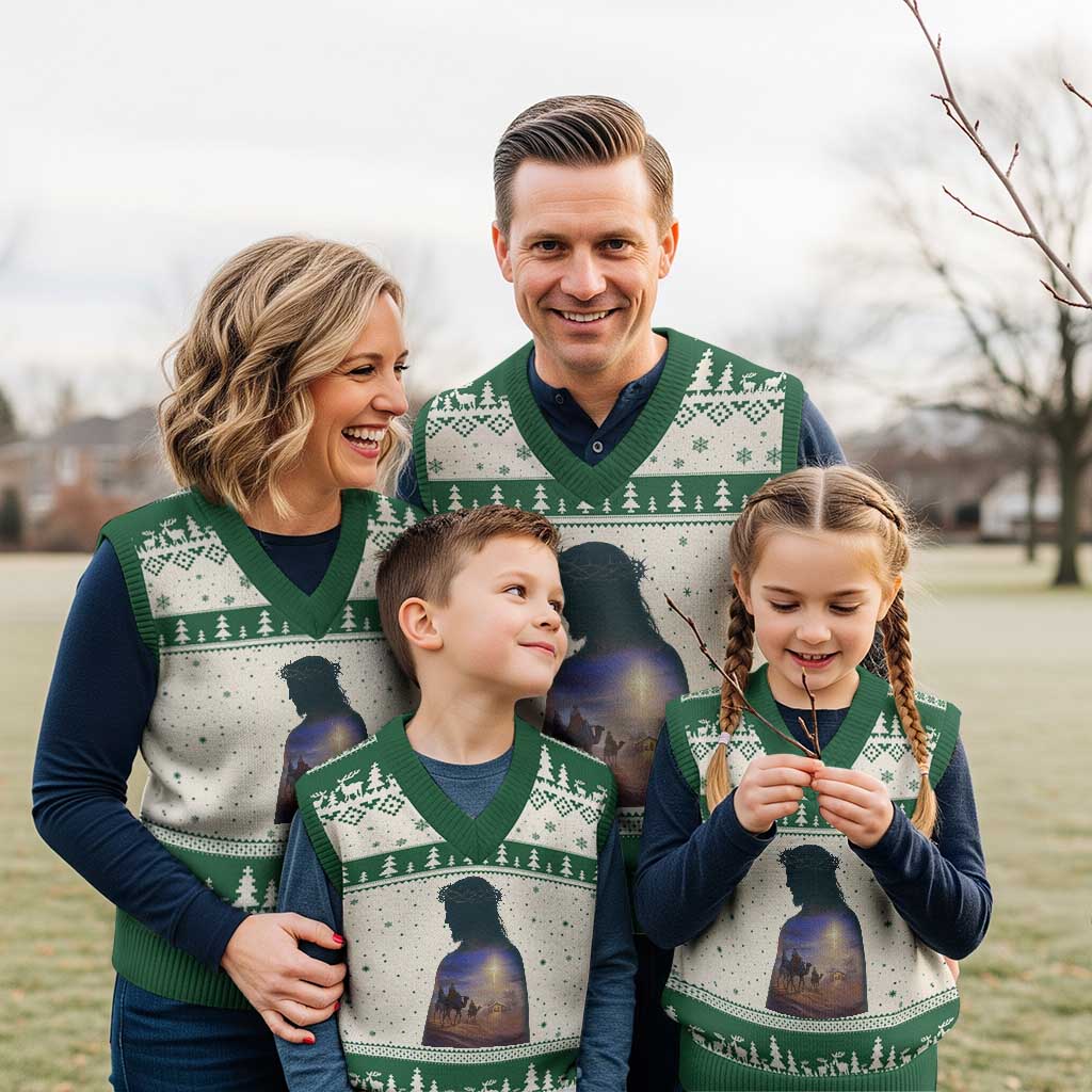 Three Wise Men Nativity Scene V-Neck Knit Sweater Vest Christian Jesus Faith TS14 Beige Green Print Your Wear