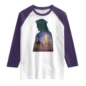 Three Wise Men Nativity Scene Raglan Shirt Christian Jesus Faith TS14 White Purple Print Your Wear