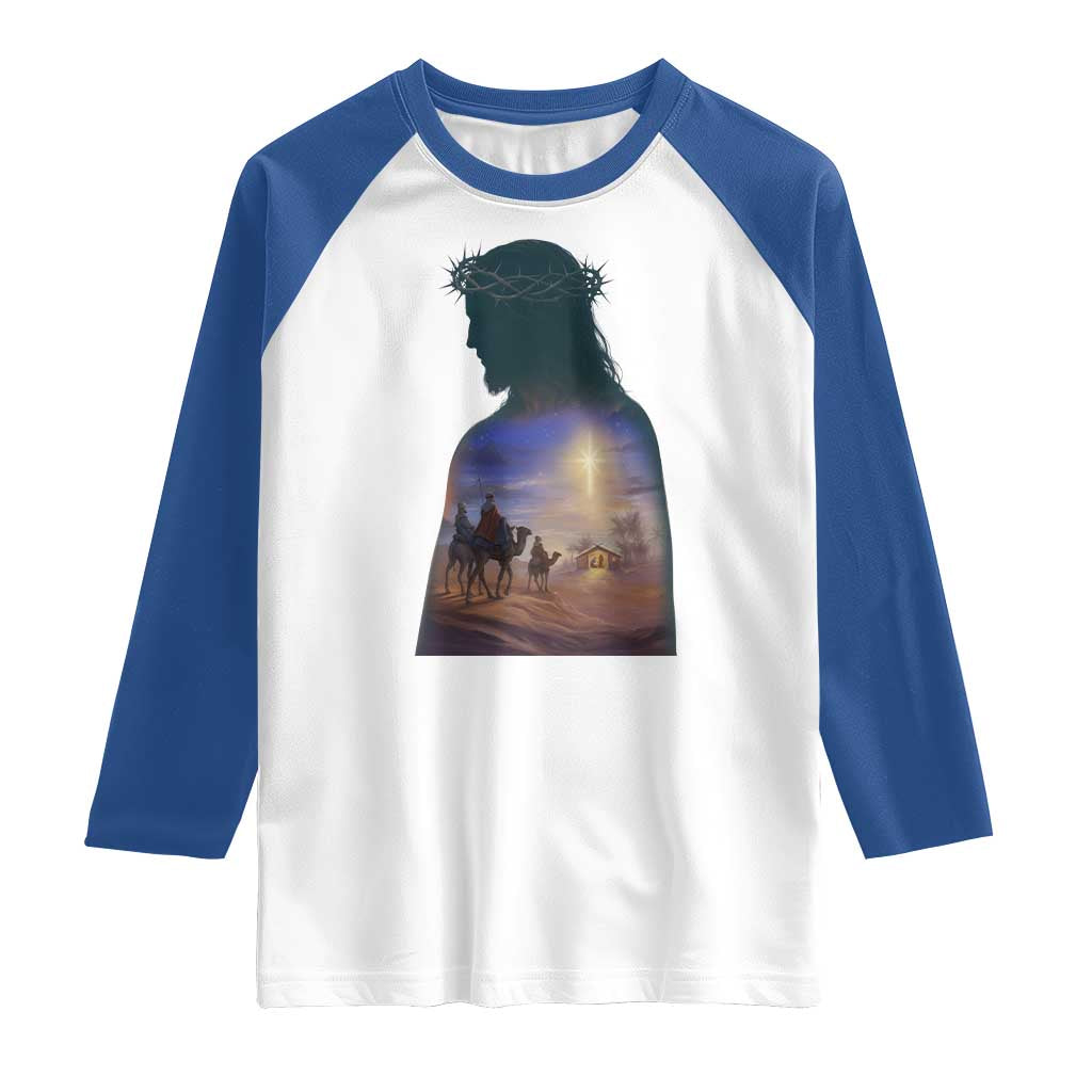 Three Wise Men Nativity Scene Raglan Shirt Christian Jesus Faith TS14 White Royal Print Your Wear